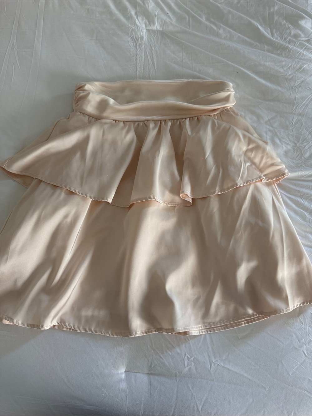 Beginning Boutique Champagne Satin Mini Dress